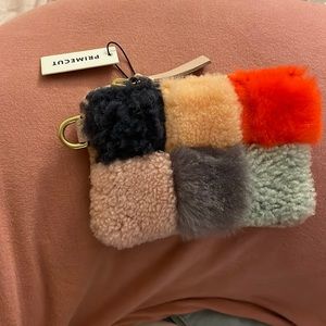 Primecut coin case patchwork rainbow Shearling sheep skin
